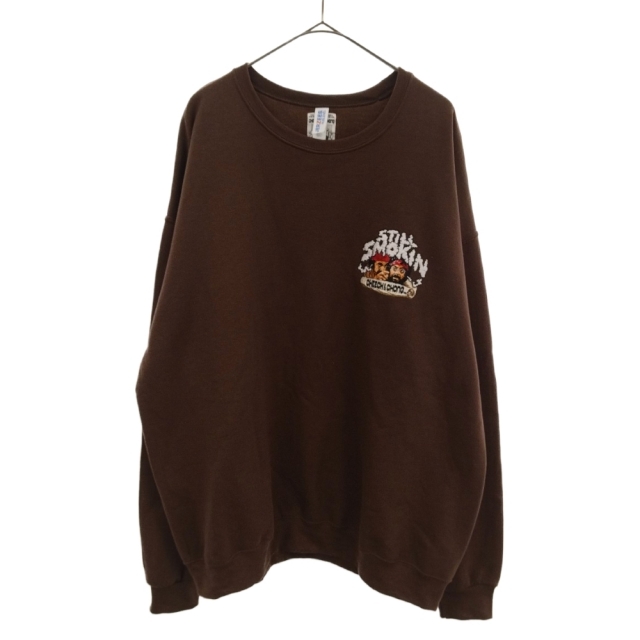 WACKO MARIA ワコマリア STILL SMOKIN CREW NECK SWEAT SHIRT× スティルスモーキン クルーネックスウェットトレーナー ブラウン