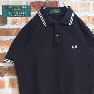 フレッドペリー(FRED PERRY)の《フレッドペリー》人気カラー　ブラック　刺繍ロゴ　M相当　ポロシャツ(ポロシャツ)