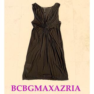 ビーシービージーマックスアズリア(BCBGMAXAZRIA)の処分セール　新品　BCBGMAXAZRIA 黒　シャーリング　ワンピース(ひざ丈ワンピース)