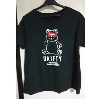 アベイル 黒 くまさん Tシャツ プリント ロゴトップス(Tシャツ(半袖/袖なし))