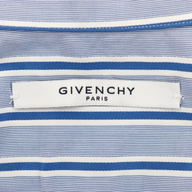 GIVENCHY(ジバンシィ)の美品 ジバンシィ ストライプ レイヤード オープンカラー 半袖シャツ メンズ 水色 37 コットン 開襟 GIVENCHY メンズのトップス(シャツ)の商品写真