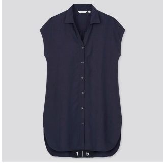 ユニクロ(UNIQLO)のユニクロ　リネンブレンドロングシャツ(シャツ/ブラウス(半袖/袖なし))