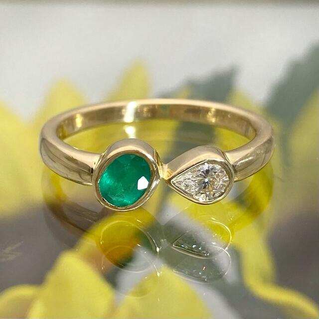 k18 天然 エメラルド 0.24ct 天然 ダイヤ 0.15ct リング k18 天然 エメラルド 0.24ct 天然 ダイヤ 0.15ct リング