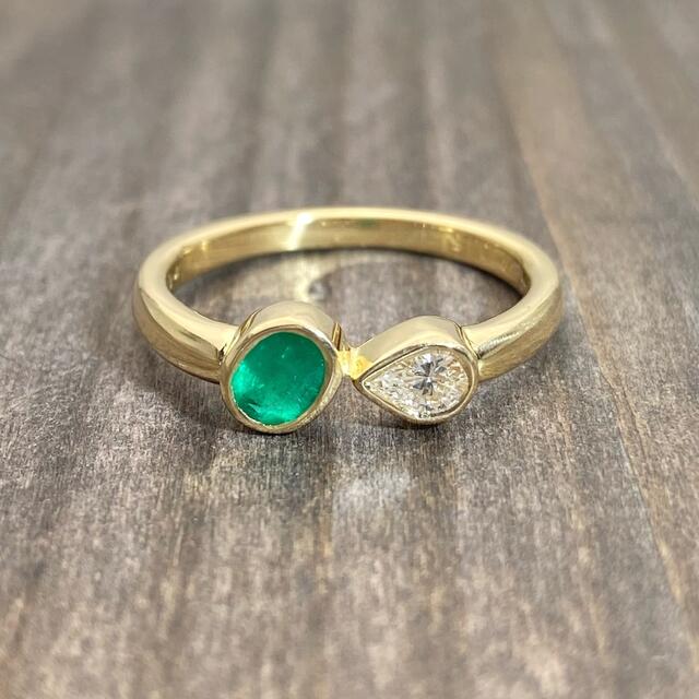 k18 天然 エメラルド 0.24ct 天然 ダイヤ 0.15ct リング k18 天然 エメラルド 0.24ct 天然 ダイヤ 0.15ct リング