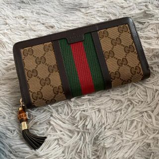 グッチ(Gucci)のGUCCI/グッチ/長財布/ラウンドファースナー/GGキャンバス/シェリーライン(財布)