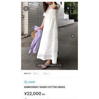 アメリヴィンテージ(Ameri VINTAGE)のEMBROIDERY SHEER COTTON DRESS(ロングワンピース/マキシワンピース)