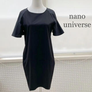 ナノユニバース(nano・universe)のW NANO.UNIVERSE ケープスリーブワンピース ブラック(ひざ丈ワンピース)