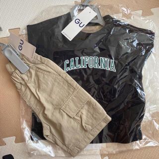 ジーユー(GU)の新品！GU キッズ(boy)上下セット(Tシャツ/カットソー)