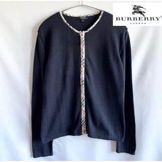 【美品】BURBERRYノバチェックパイピングジップアップコットンカーディガン