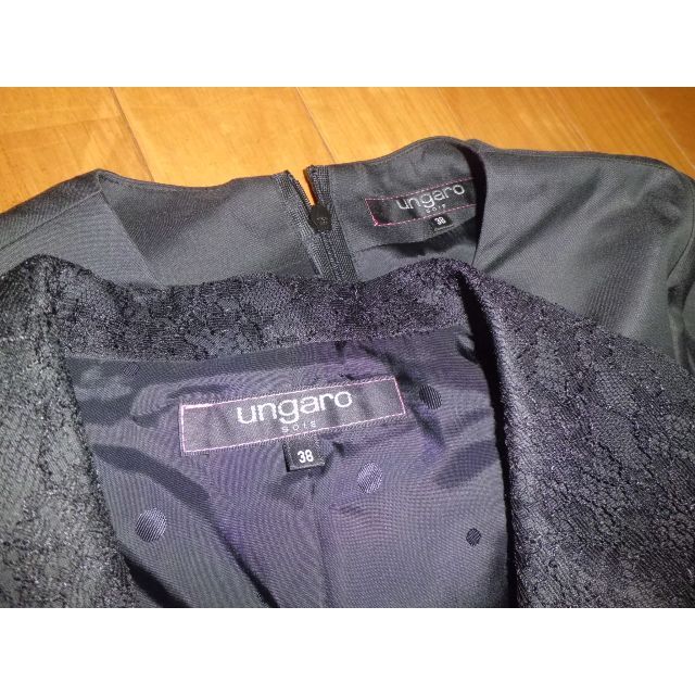 高級美品38☆ソワールungaroウンガロ礼服セットアップ喪服ブラックフォーマル ungaro ウンガロ セットアップ ブラックフォーマル喪服ワンピース