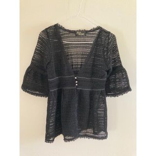 セシルマクビー(CECIL McBEE)のCECIL McBEE 未使用品　黒透け感のある夏向カーディガン　5分袖(カーディガン)