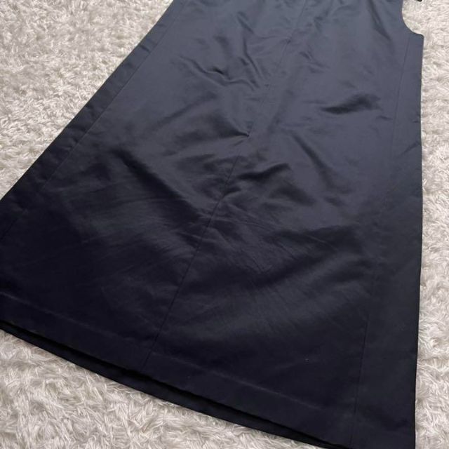 新品 ポールカ Aライン シルクのような肌触り 濃紺 ワンピース