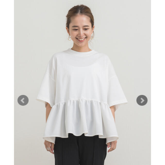 yori ヘムフリルワイドTee 白 レディースのトップス(Tシャツ(半袖/袖なし))の商品写真