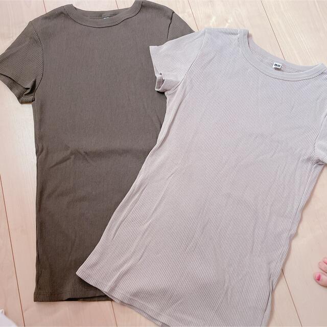 UNIQLO(ユニクロ)のUNIQLO リブTシャツ  レディースのトップス(Tシャツ(半袖/袖なし))の商品写真
