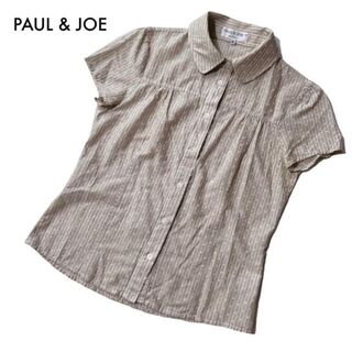 ポールアンドジョー(PAUL & JOE)のフランス製 ポール&ジョー 半袖シャツ ブラウス ストライプ ドット柄 S 古着(シャツ/ブラウス(半袖/袖なし))