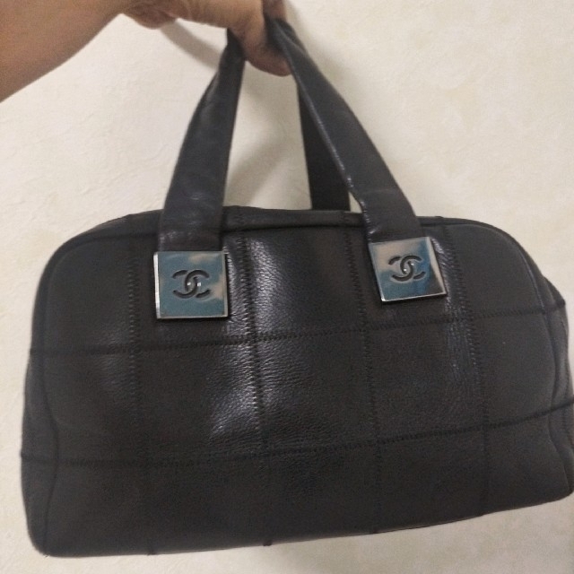 くすみ水色 お値下げ良品❤ シャネル ココマークミニボストンバッグ