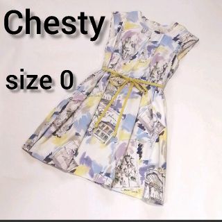 チェスティ(Chesty)のチェスティ　chesty パリ柄ワンピース(ひざ丈ワンピース)