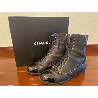 シャネル(CHANEL)の【シャネル】CHANEL レースアップローヒールブーツ　39(ブーツ)