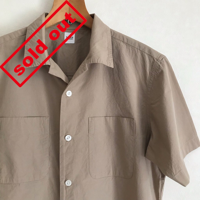TAKEO KIKUCHI(タケオキクチ)のTAKEO KIKUCHI　オープンカラーシャツ　半袖シャツ　ベージュ　シルク混 メンズのトップス(シャツ)の商品写真