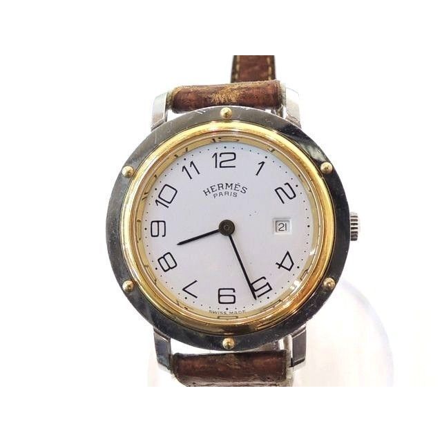 3F エルメス 時計 □ クリッパー 30mm コンビ ボーイズ