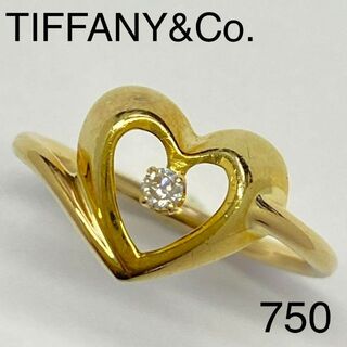 ティファニー(Tiffany & Co.)のK18　ティファニー ダイヤモンド　オープンハートリング　サイズ10号(リング(指輪))