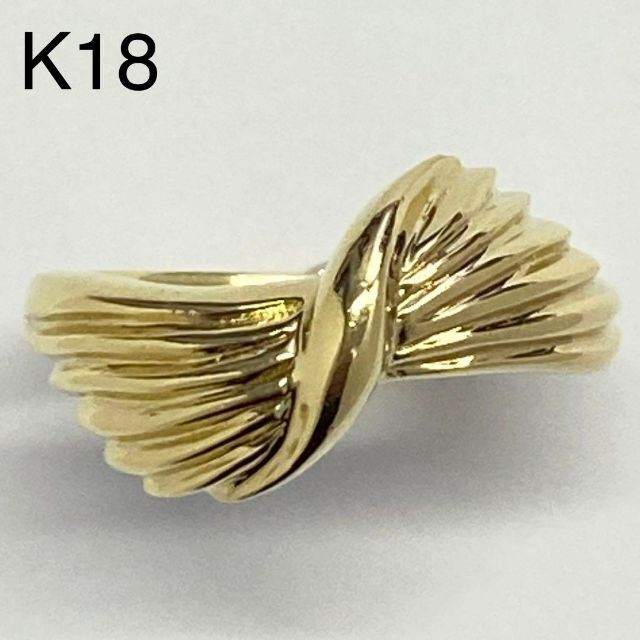 即納】 K18イエローゴールド デザインリング サイズ14号 4.7g 地金