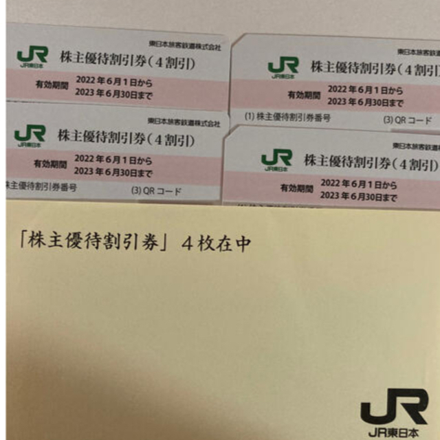 JR(ジェイアール)のＪＲ東日本　株主優待　４枚 チケットの優待券/割引券(その他)の商品写真