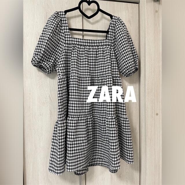 ZARA(ザラ)の【未使用】ZARA ギンガムチェック　ミニワンピース レディースのワンピース(ミニワンピース)の商品写真