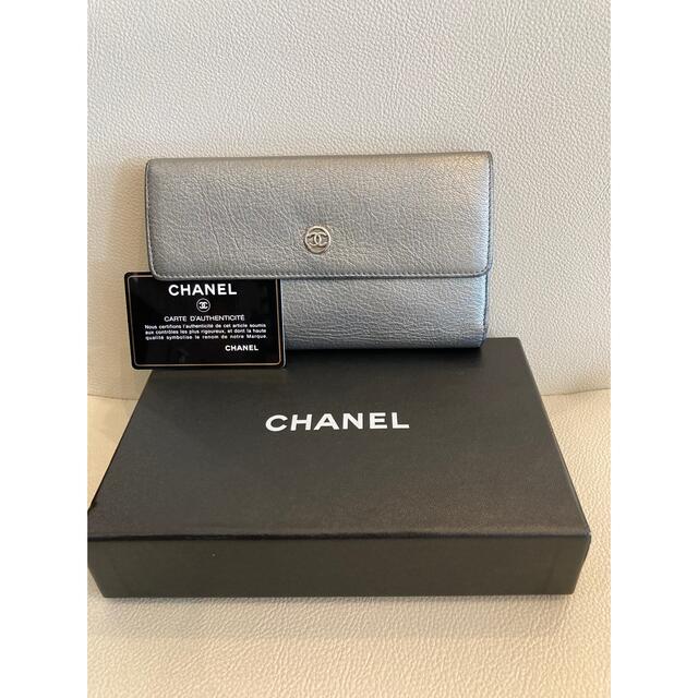 鑑定済 CHANEL 美品♡ ココマーク 三つ折り 長財布 シルバー | フリマアプリ ラクマ