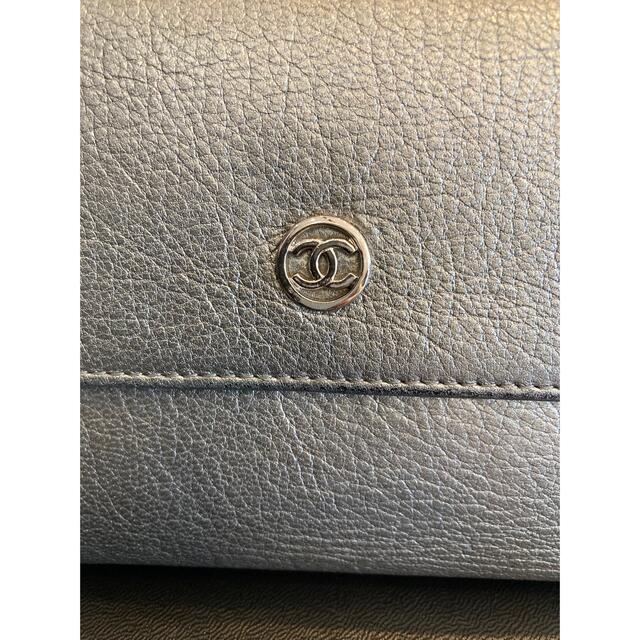 鑑定済 CHANEL 美品♡ ココマーク 三つ折り 長財布 シルバー