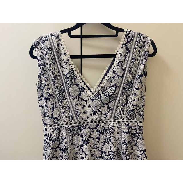 Herlipto ????Lace Trimmed Floral Dress????navy