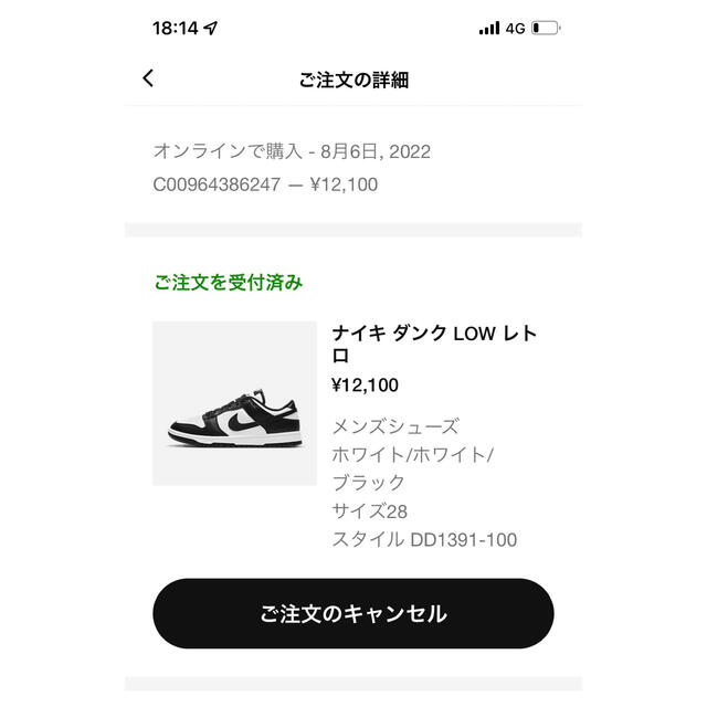 Nike Dunk Low "White/Black" パンダダンク 28.0㎝