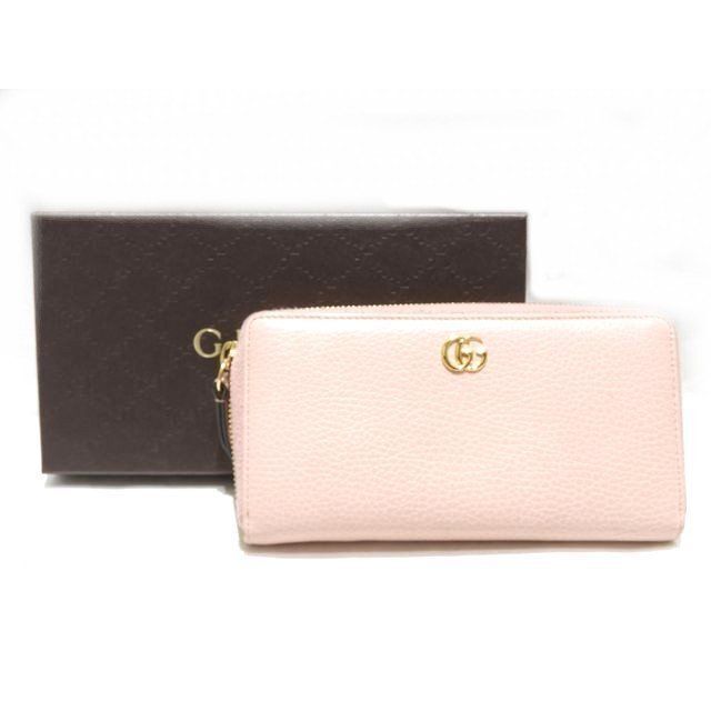 グッチ 長財布 ラウンドファスナー ☆ 456117 薄ピンク系 レザー - 財布