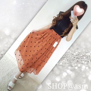 【新品】レトロ可愛い♥️ドット柄シフォンロングスカート✨ZARA、fifth系(ロングスカート)