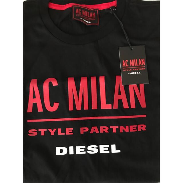 DIESEL×AC MILAN Tシャツ　限定 ロゴ プリント ブラック LTシャツ/カットソー(半袖/袖なし)