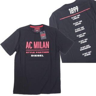 ディーゼル(DIESEL)のDIESEL×AC MILAN Tシャツ XL 限定 ロゴ プリント ブラック(Tシャツ/カットソー(半袖/袖なし))