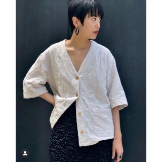 ロク(6 (ROKU))の【6(ROKU)】コットンジャガード Vネック 5SLEEVE SHIRT(シャツ/ブラウス(半袖/袖なし))