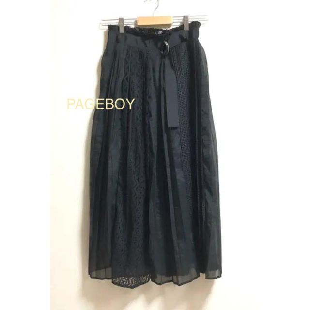 PAGEBOY(ページボーイ)のページボーイ　美品　おしゃれ　切り替え　透け感あり　シアー　スカート　黒 レディースのスカート(ロングスカート)の商品写真