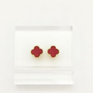 クローバー レッド×ゴールド 8㎜ ピアス/イヤリング(ピアス)