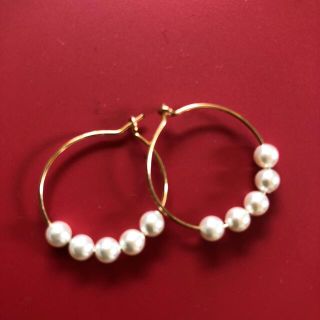 ジュエリーツツミ(JEWELRY TSUTSUMI)のフープピアス　パール　14gf     (ピアス)