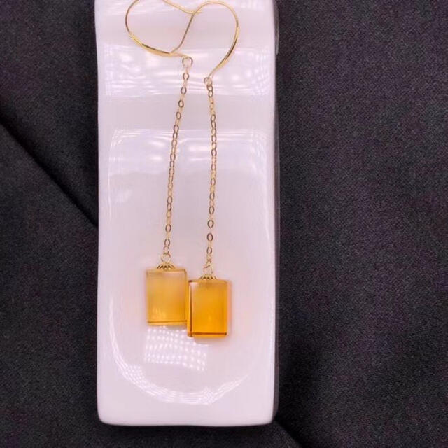 ⭐︎【天然】シトリン ピアス k18-