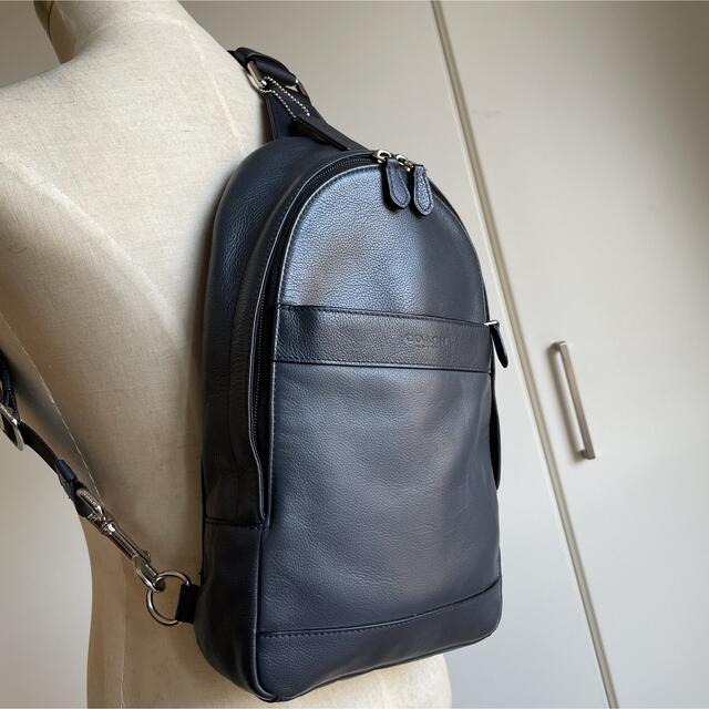 COACH - COACHコーチF54770スムースレザーボディバッグ ネイビーグレー