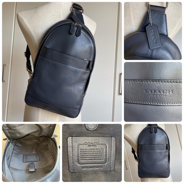 COACH - COACHコーチF54770スムースレザーボディバッグ ネイビーグレー