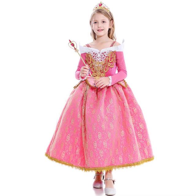 COピンクゴールドプリンセスドレスコスプレドレス130サイズぅ キッズ/ベビー/マタニティのキッズ服女の子用(90cm~)(ドレス/フォーマル)の商品写真