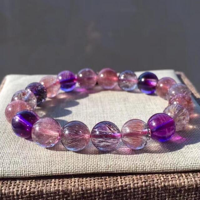 高級】フラワー パープルルチル スーパーセブン ブレスレット 10.5mm