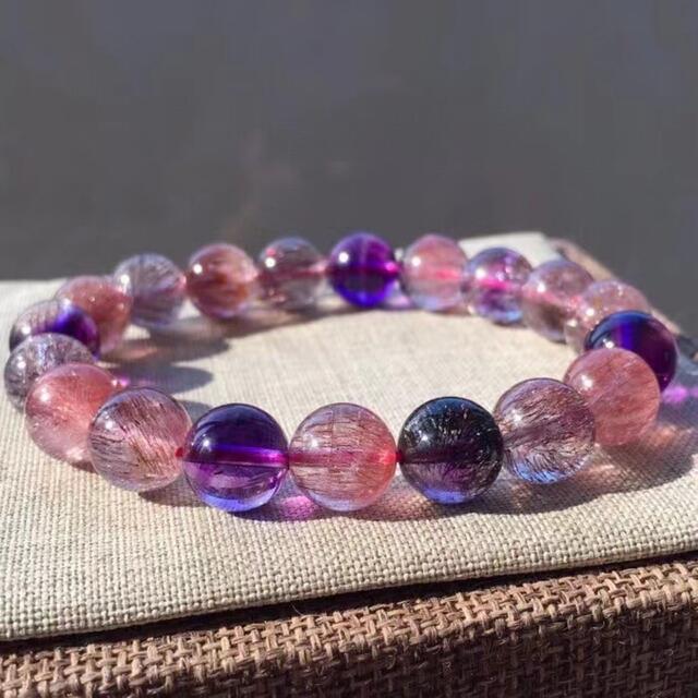 高級】フラワー パープルルチル スーパーセブン ブレスレット 10.5mm