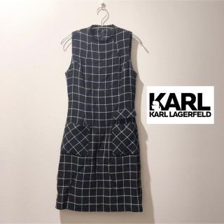 カールラガーフェルド(Karl Lagerfeld)の【KARL LAGERFELD】チェック柄　ノースリーブドレス　ワンピース(ひざ丈ワンピース)