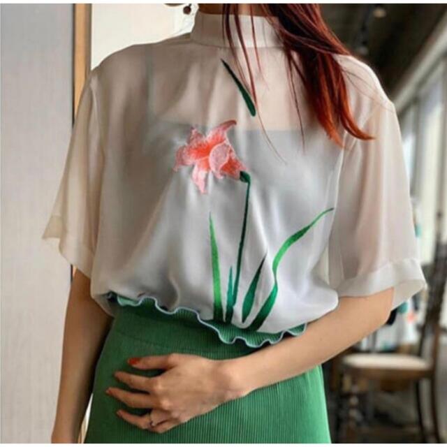 MameKurogouchi Embroidery Chiffon Blouse