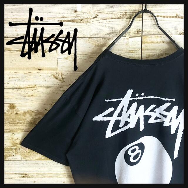 トップス即完売 STUSSY ステューシー tシャツ ビックエイトボールロゴ入り