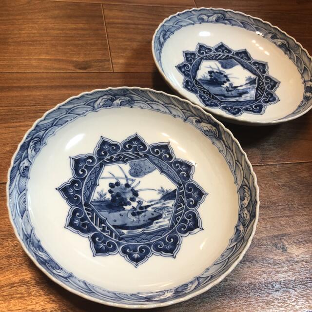 藍九谷 汲出 二客 山本長左氏作 - キッチン/食器 藍九谷 汲出 二客 山本長左氏作 - キッチン/食器